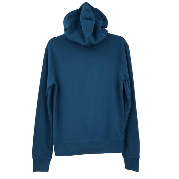 Aeropostale Teal Blue Green Hexagonal Mountain Trees Pull Over Hoodie Sweatshirt - Picture 3 of 10